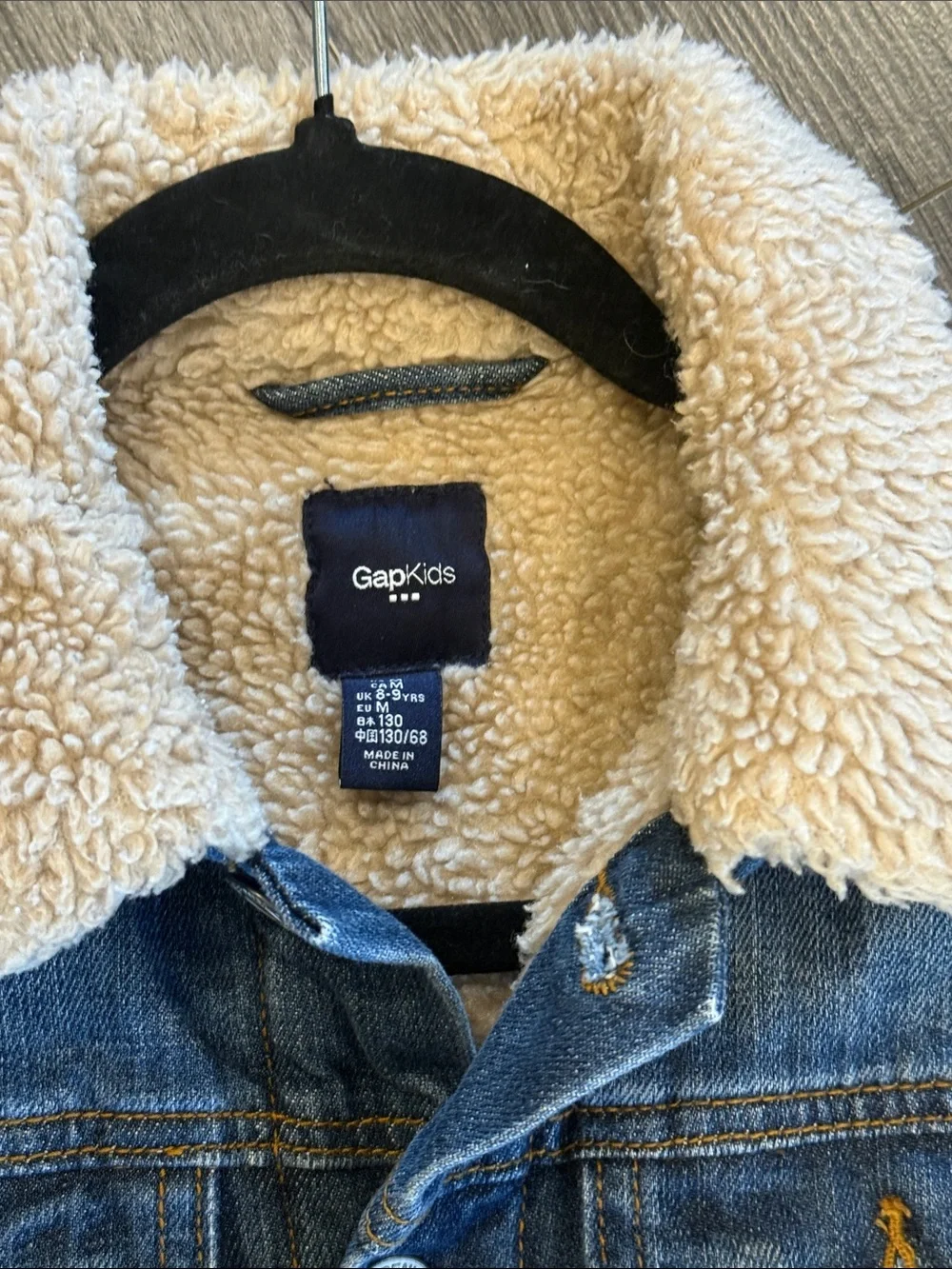 🧨Gap Kids Sherpa Collar Denim Jacket - Blue Classic Cute Comfortable Warm